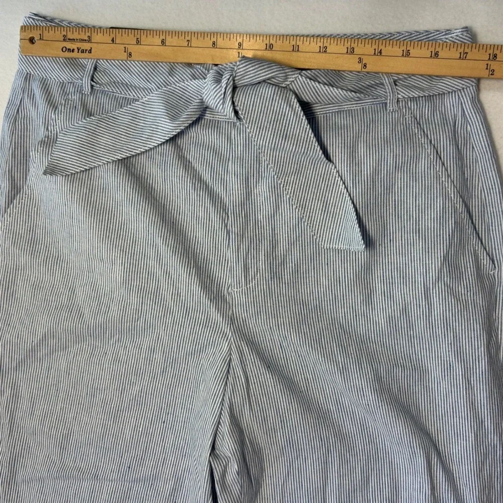 Banana Republic Washable Stretch Linen Wide-Leg Pants Womens 14 Stripe Lagenlook
